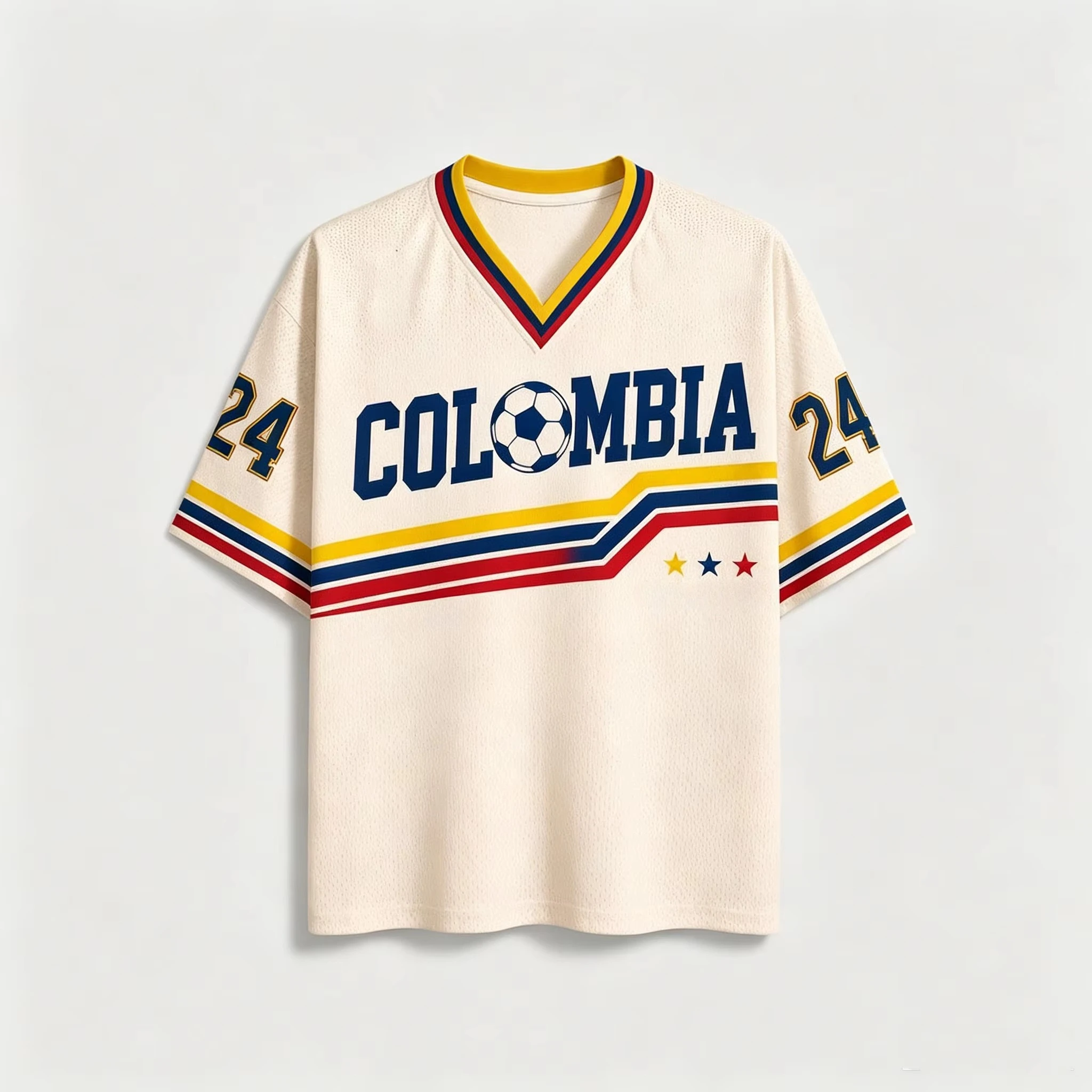 2026 Summer Unisex 3D Colombia Fan No.24 Jersey Retro V-neck Oversized T-shirt Colombian Flag Football Streetwear Sports Tee
2026 Summer Unisex 3D Colombia Fan No.24 Jersey Retro V-neck Oversized T-shirt Colombian Flag Football Streetwear Sports Tee