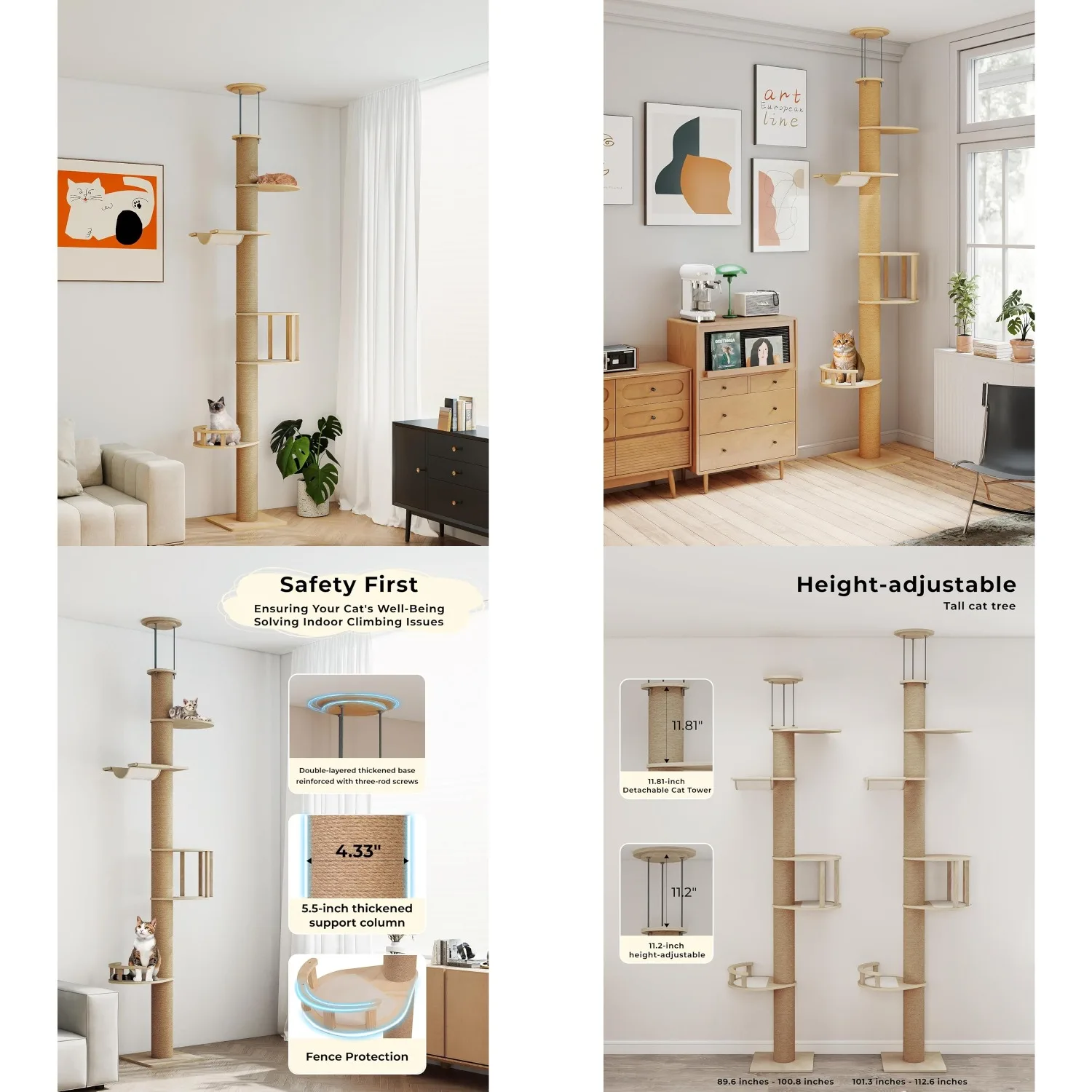 Floor to Ceiling Cat Tree, Tall Cat Tower with Lots of Scratching Posts, Designed for Large Cats, Indoor Cat, Customized
Floor to Ceiling Cat Tree, Tall Cat Tower with Lots of Scratching Posts, Designed for Large Cats, Indoor Cat, Customized
