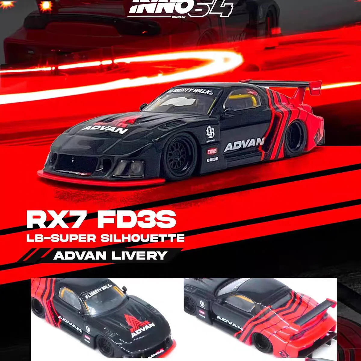Spot INNO Mazda RX7 FD3S ADVAN INNO1:64 LB силуэт, модель автомобиля из сплава
Spot INNO Mazda RX7 FD3S ADVAN INNO1:64 LB силуэт, модель автомобиля из сплава