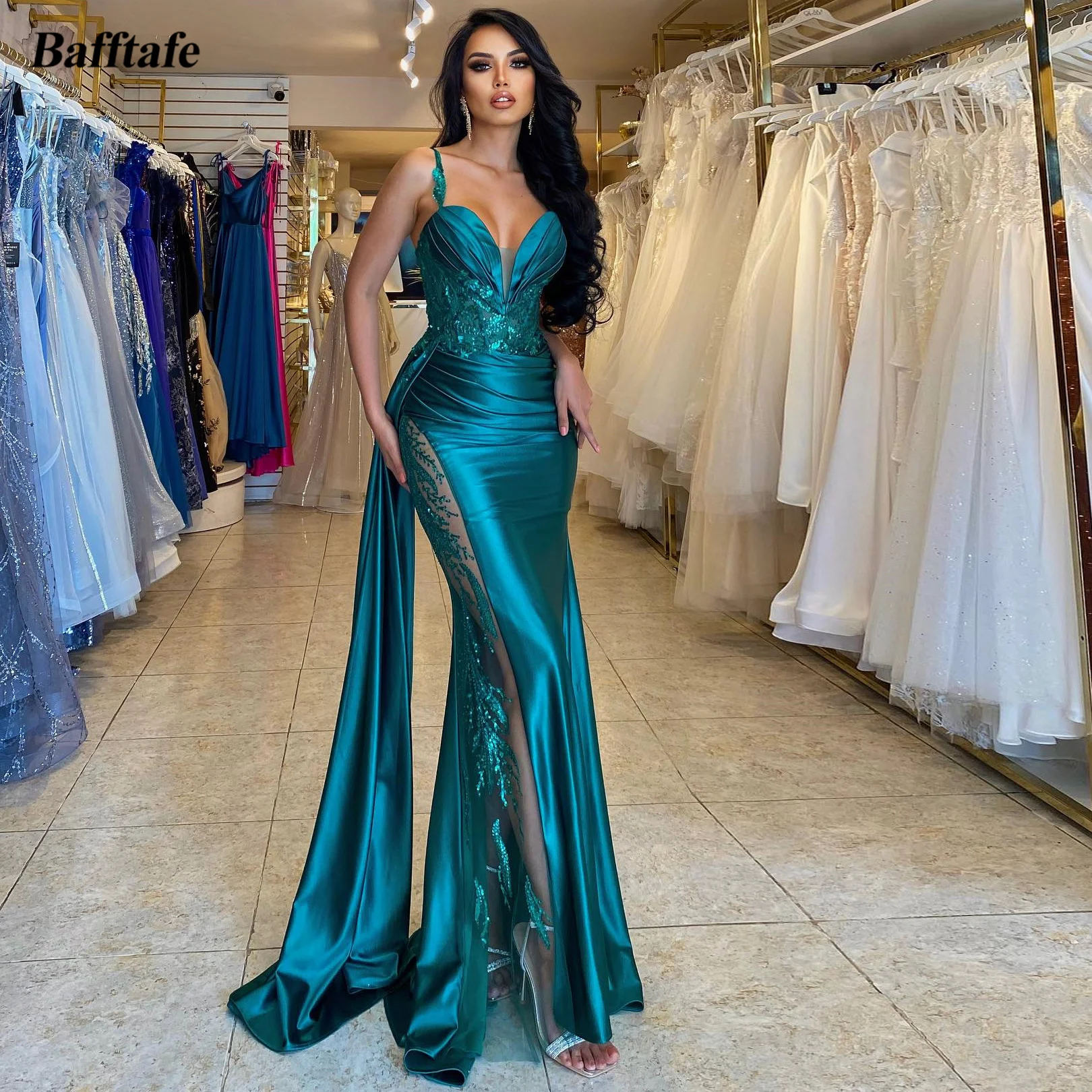 Bafftafe Mermaid Sequin Formal Prom Dresses Spaghetti Strap Satin Women Special Occasion Party Long Evening Gowns Customized
Bafftafe Mermaid Sequin Formal Prom Dresses Spaghetti Strap Satin Women Special Occasion Party Long Evening Gowns Customized