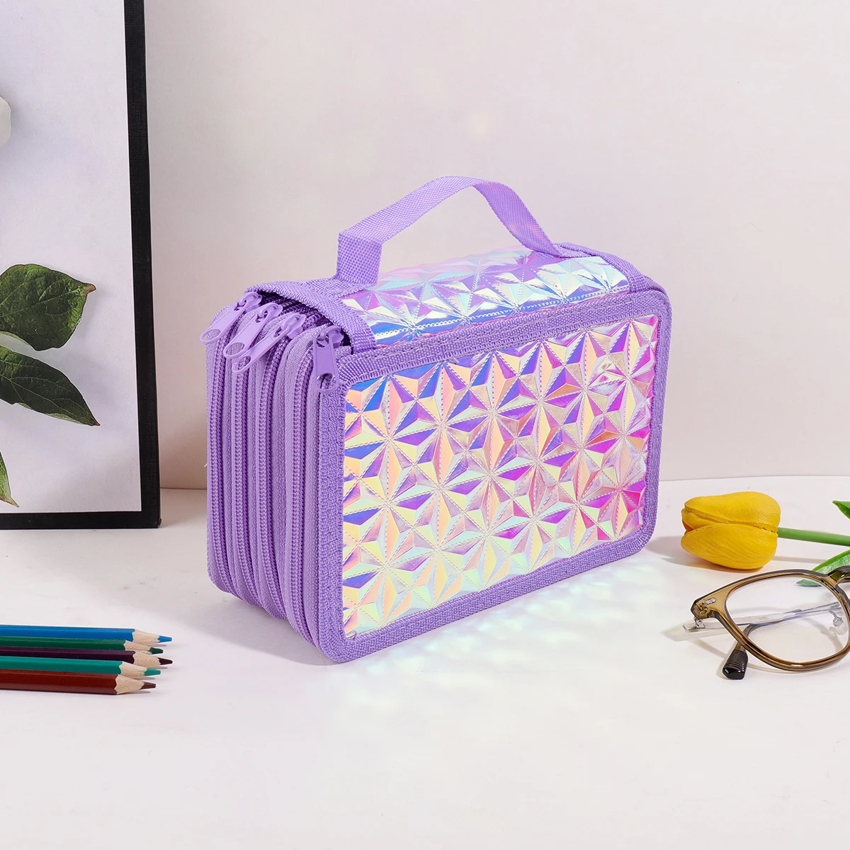 Y2K Pencil Case, Purple Holographic Diamond 4-Layer 72 Slots Large Capacity Colored Pencil Organizer Cute Gift
Y2K Pencil Case, Purple Holographic Diamond 4-Layer 72 Slots Large Capacity Colored Pencil Organizer Cute Gift