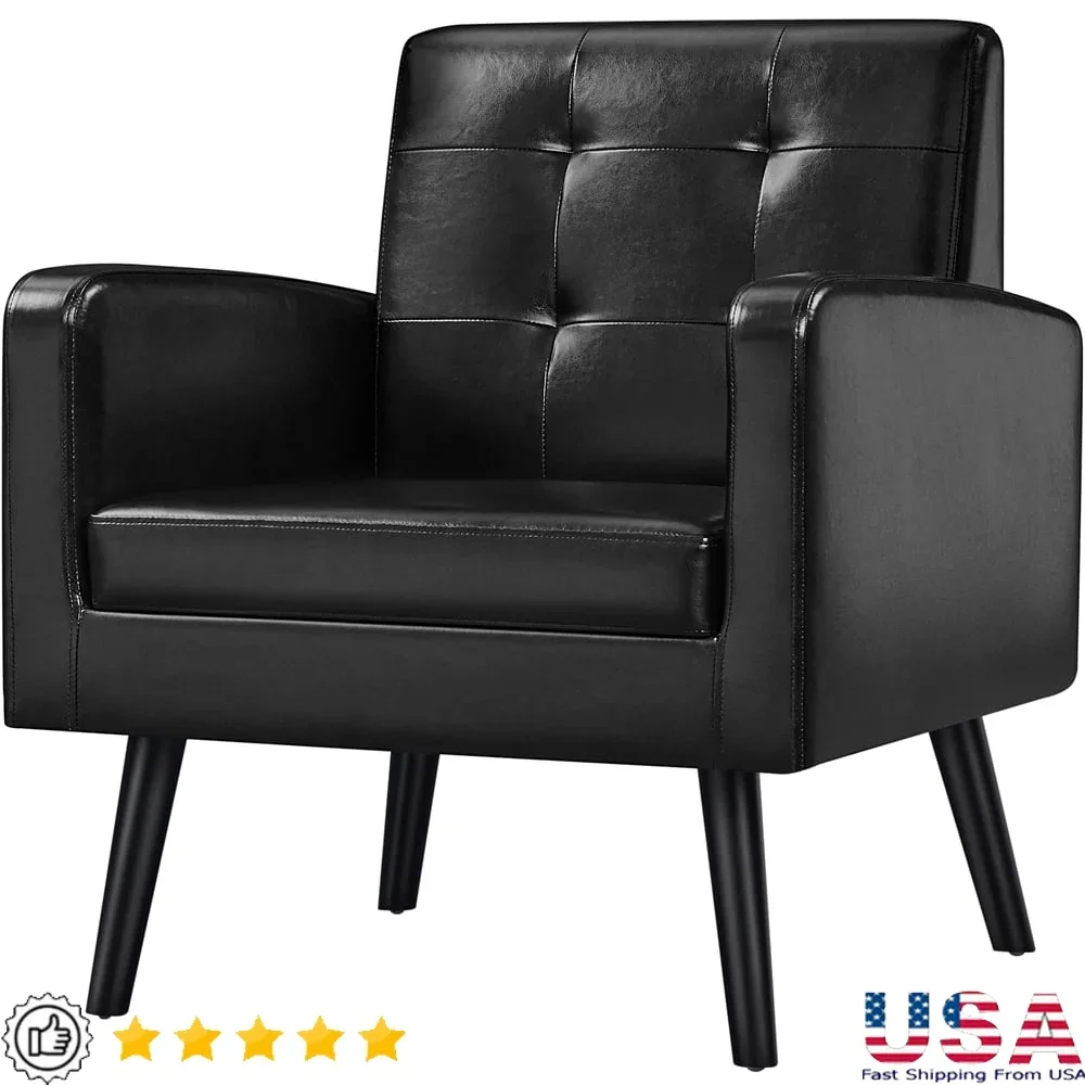 Mid Century Faux Leather Tufted Accent Chair Modern Armchair with Rubberwood Legs Cozy Living Room Seating Stylish Supportive
Mid Century Faux Leather Tufted Accent Chair Modern Armchair with Rubberwood Legs Cozy Living Room Seating Stylish Supportive
