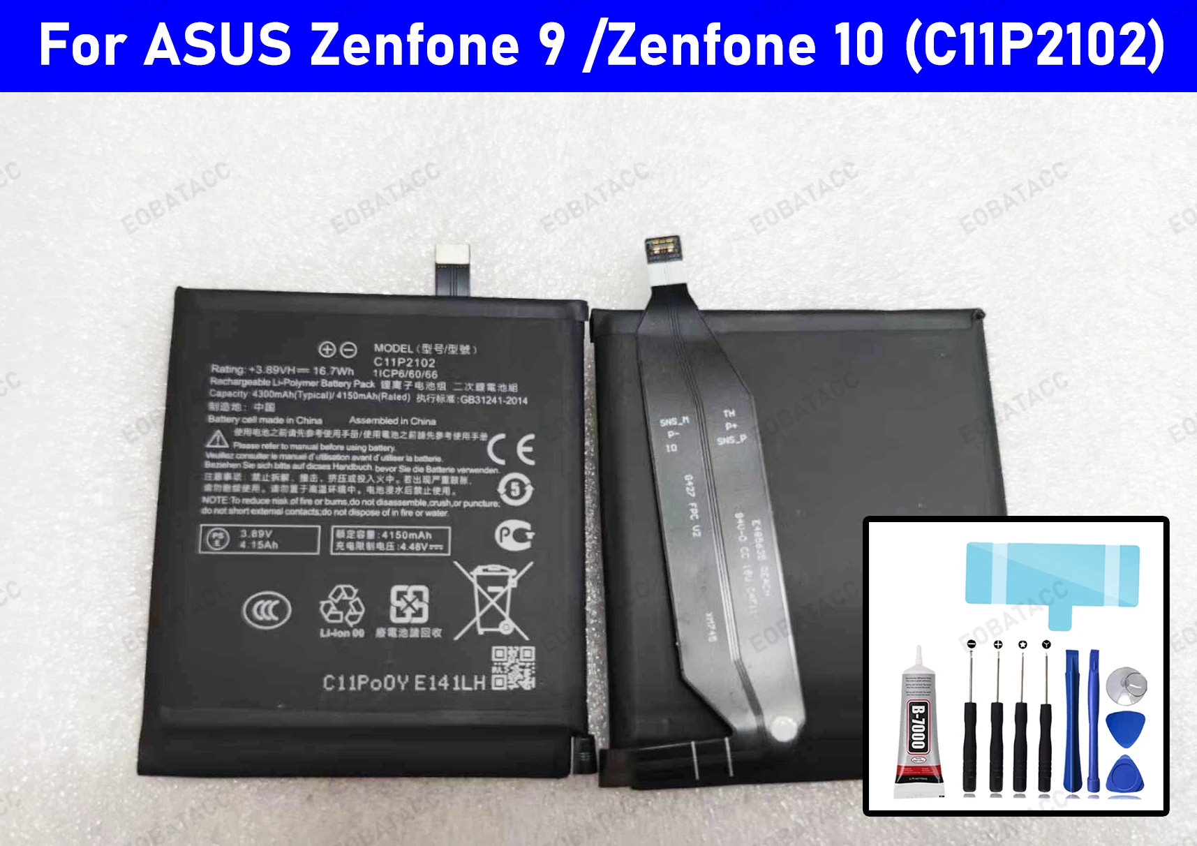 100% New Zero Cycle C11P2102 Battery for ASUS Zenfone 9 /Zenfone 10 ZS696KS Phone Battery +Free Tools
100% New Zero Cycle C11P2102 Battery for ASUS Zenfone 9 /Zenfone 10 ZS696KS Phone Battery +Free Tools