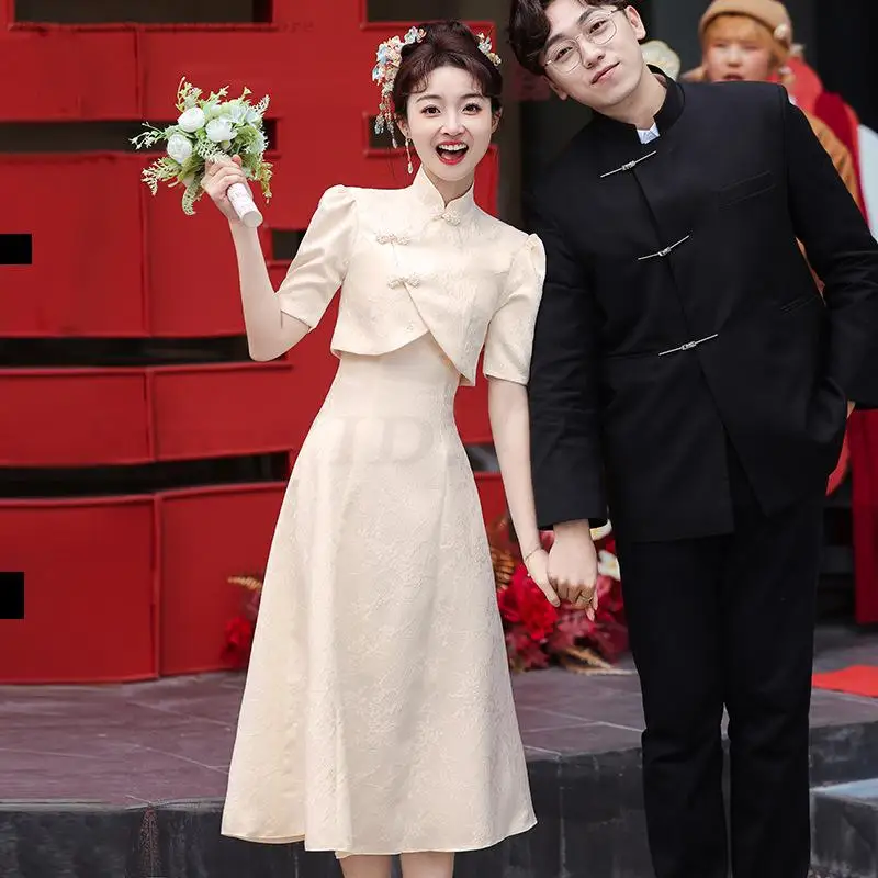 New Chinese Style Engagement Evening Party Dress Cheongsam Suspender Vestidos Shawl Set Traditional Plus Size 3XL Toast Clothes
New Chinese Style Engagement Evening Party Dress Cheongsam Suspender Vestidos Shawl Set Traditional Plus Size 3XL Toast Clothes