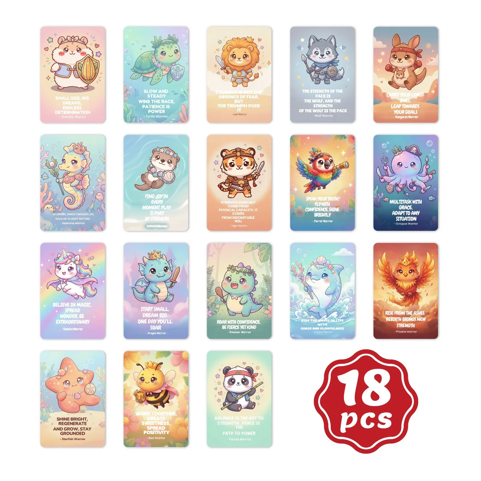 Animal Warrior Theme Motivation Courage Confidence Resilience Positive Quotes Card Set 18 Pieces Cute Decoration Inspirational
Animal Warrior Theme Motivation Courage Confidence Resilience Positive Quotes Card Set 18 Pieces Cute Decoration Inspirational