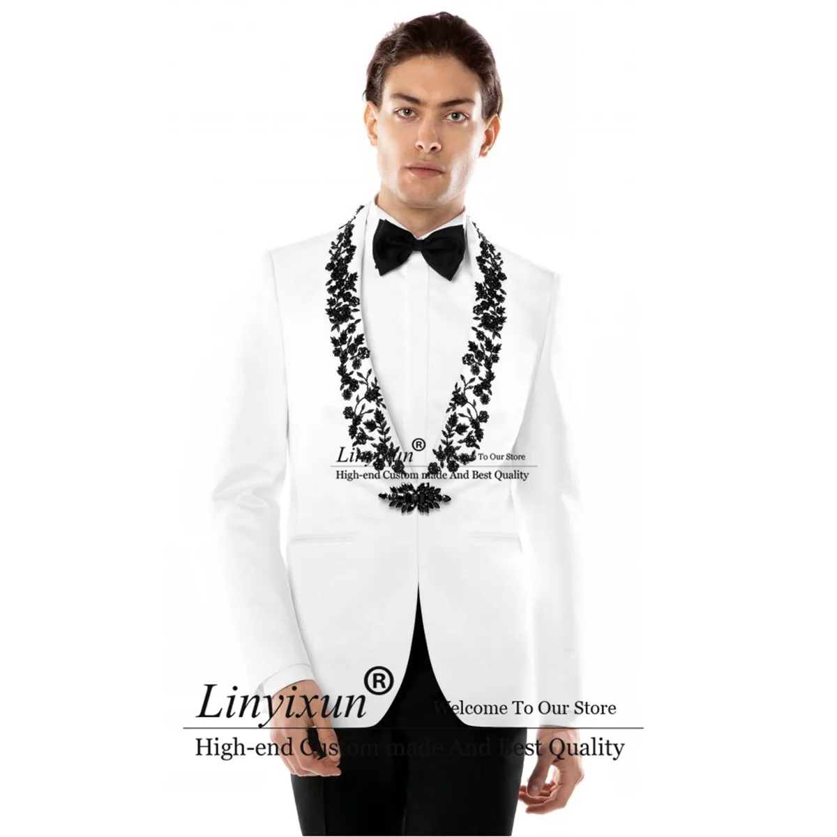 White Men Suits For Wedding Beaded Appliques Groom Tuxedos 2 Pieces Sets Male Prom Blazers Slim Fit Terno masculinos completo
White Men Suits For Wedding Beaded Appliques Groom Tuxedos 2 Pieces Sets Male Prom Blazers Slim Fit Terno masculinos completo