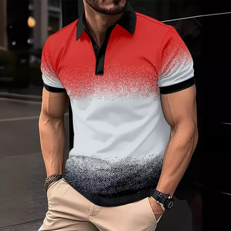 Men's Summer Short Sleeve Turn-down Collar Gradient Button Pullover Contrast Color T-shirtFashionable Casual England Style Tops
Men's Summer Short Sleeve Turn-down Collar Gradient Button Pullover Contrast Color T-shirtFashionable Casual England Style Tops