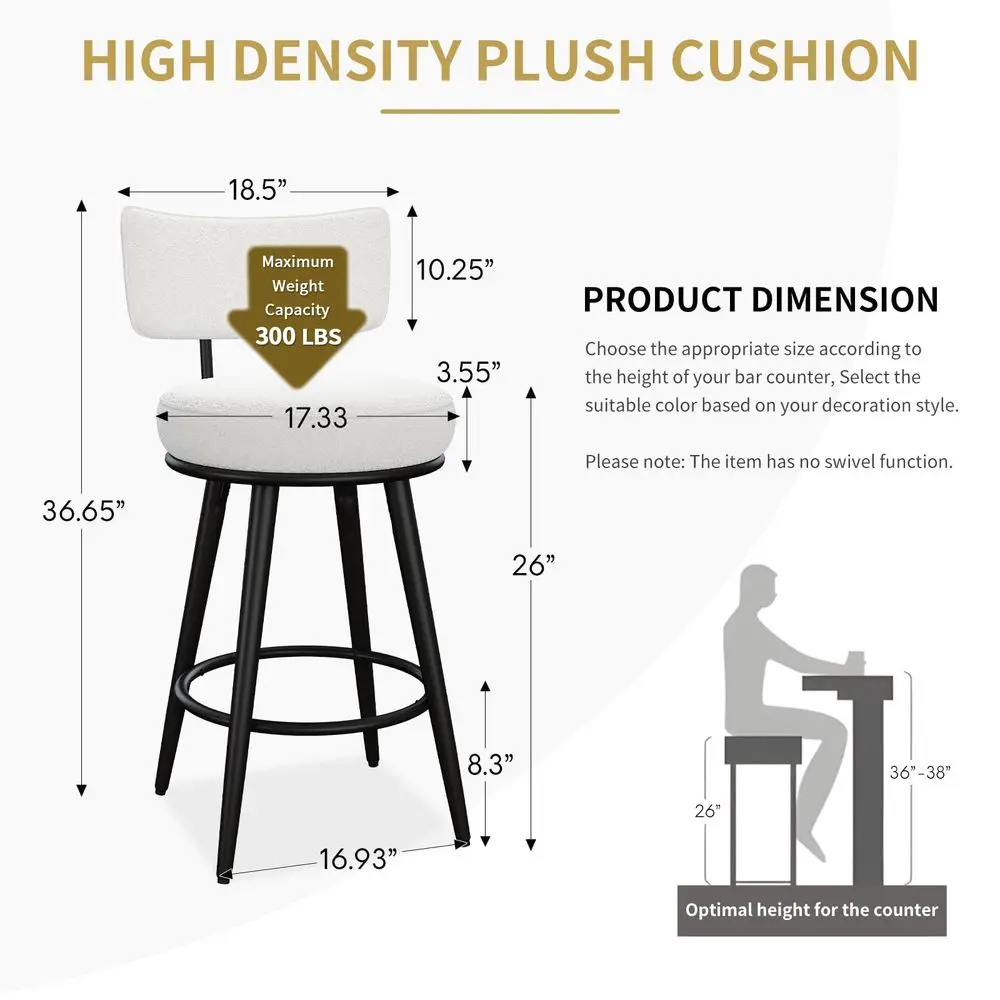 Stools Set of 4, 26 Inches Modern Counter Stools with Metal Legs, Boucle Barstools with Backs, Bar Chairs for Kitchen Island, U
Stools Set of 4, 26 Inches Modern Counter Stools with Metal Legs, Boucle Barstools with Backs, Bar Chairs for Kitchen Island, U