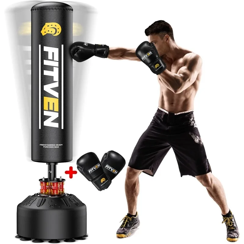 FITVEN Freestanding Punching Bag with Boxing Gloves Heavy Boxing Bag with Suction Cup Base for Men Stand Kickboxing Bag
FITVEN Freestanding Punching Bag with Boxing Gloves Heavy Boxing Bag with Suction Cup Base for Men Stand Kickboxing Bag