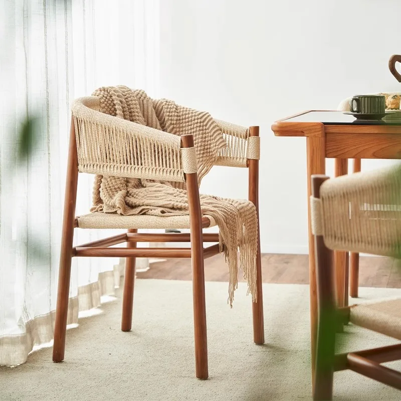 dining table and chairs Household wabi sabi hemp rope Handmade rope woven chair Hotel restaurant Back armrest Dining chair
dining table and chairs Household wabi sabi hemp rope Handmade rope woven chair Hotel restaurant Back armrest Dining chair