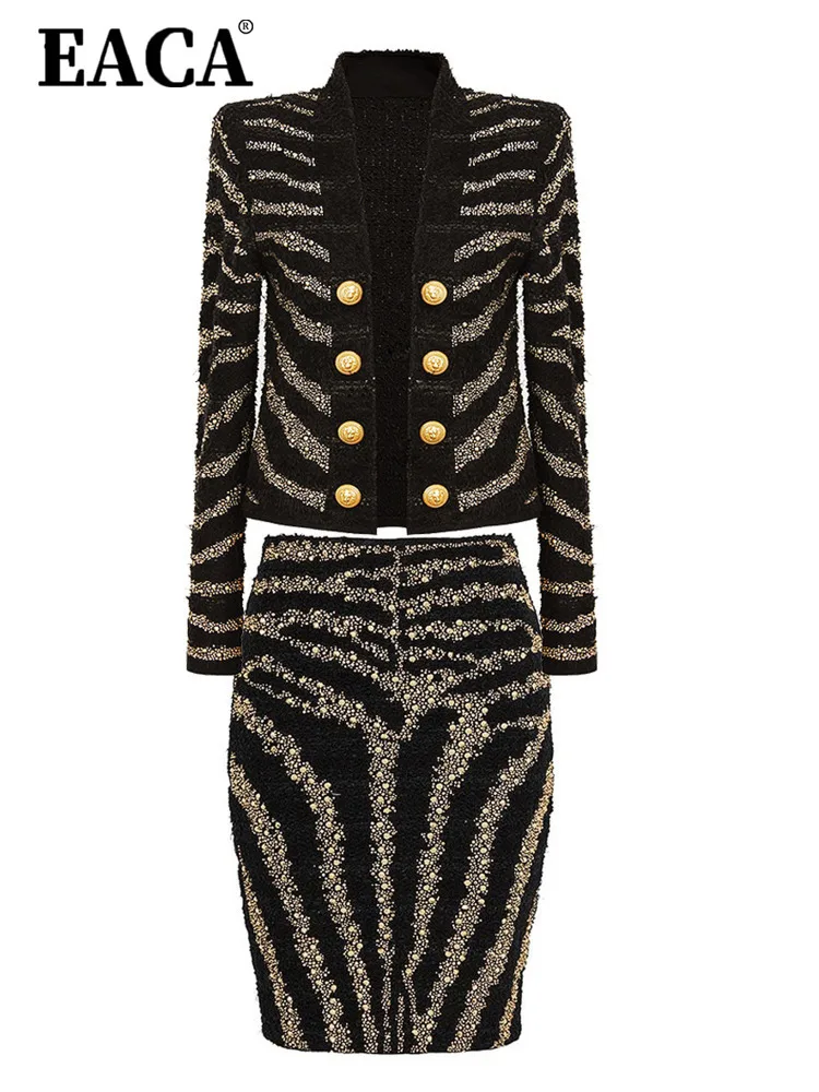 EACA Versatile Temperament 2024 Summer And Autumn New Women's Fashionable High-quality Knitted Jacket+skirt Set
EACA Versatile Temperament 2024 Summer And Autumn New Women's Fashionable High-quality Knitted Jacket+skirt Set