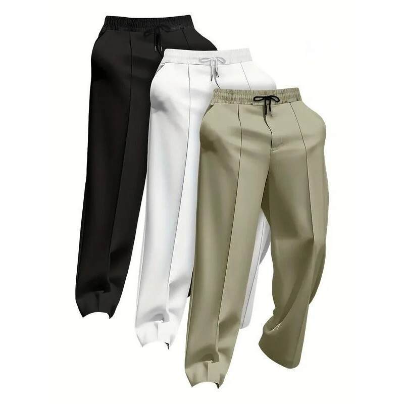 Loose Fit Casual Trousers for Men Comfortable Wide Leg Pants Side Buckle Detail Business Casual Style Neutral Spring Wear
Loose Fit Casual Trousers for Men Comfortable Wide Leg Pants Side Buckle Detail Business Casual Style Neutral Spring Wear