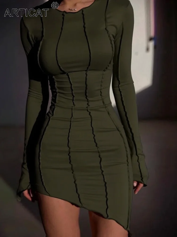 Articat Asymmetrical Slim Mini Dress Women Solid O-Neck Flare Long Sleeve Casual Patchwork Wrap Dress Spring New Streetwear
Articat Asymmetrical Slim Mini Dress Women Solid O-Neck Flare Long Sleeve Casual Patchwork Wrap Dress Spring New Streetwear