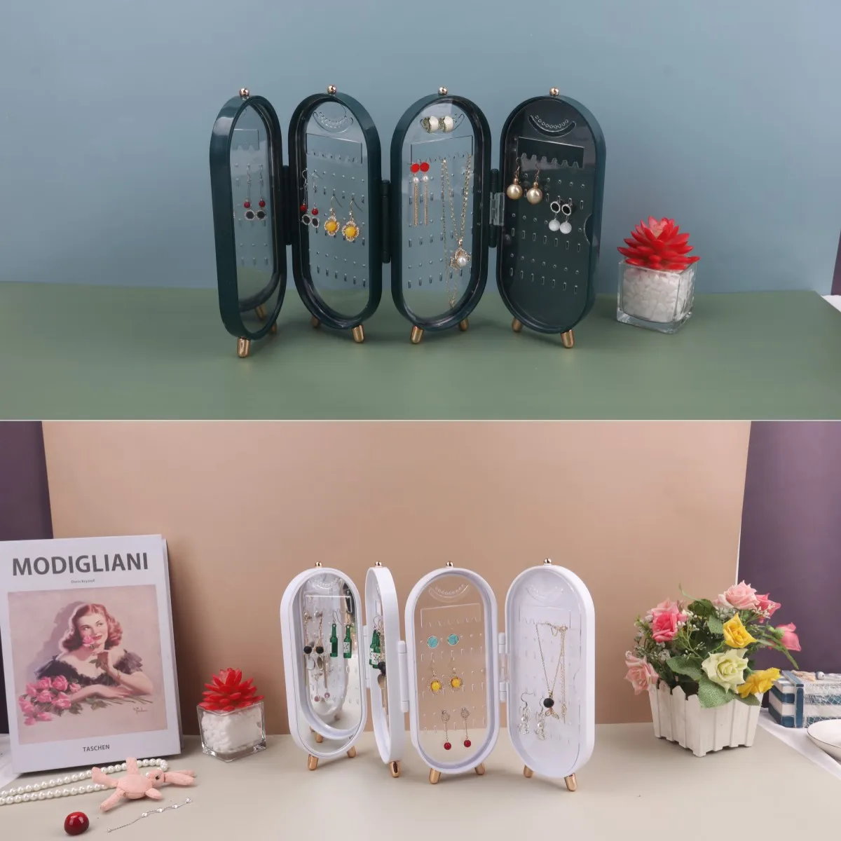 Складная подставка-держатель для ювелирных изделий с зеркалом для сережек, ожерелий, колец, браслетов, органайзер для витрин магазина, акриловая стойка для хранения
Складная подставка-держатель для ювелирных изделий с зеркалом для сережек, ожерелий, колец, браслетов, органайзер для витрин магазина, акриловая стойка для хранения