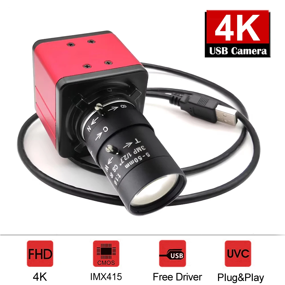 4K PC Webcam HD 2.8-12mm/5-50mm Varifocal Manual Lens 30fps Industrial 8MP 3840*2160 USB Camera UVC OTG plug and play for Tiktok
4K PC Webcam HD 2.8-12mm/5-50mm Varifocal Manual Lens 30fps Industrial 8MP 3840*2160 USB Camera UVC OTG plug and play for Tiktok