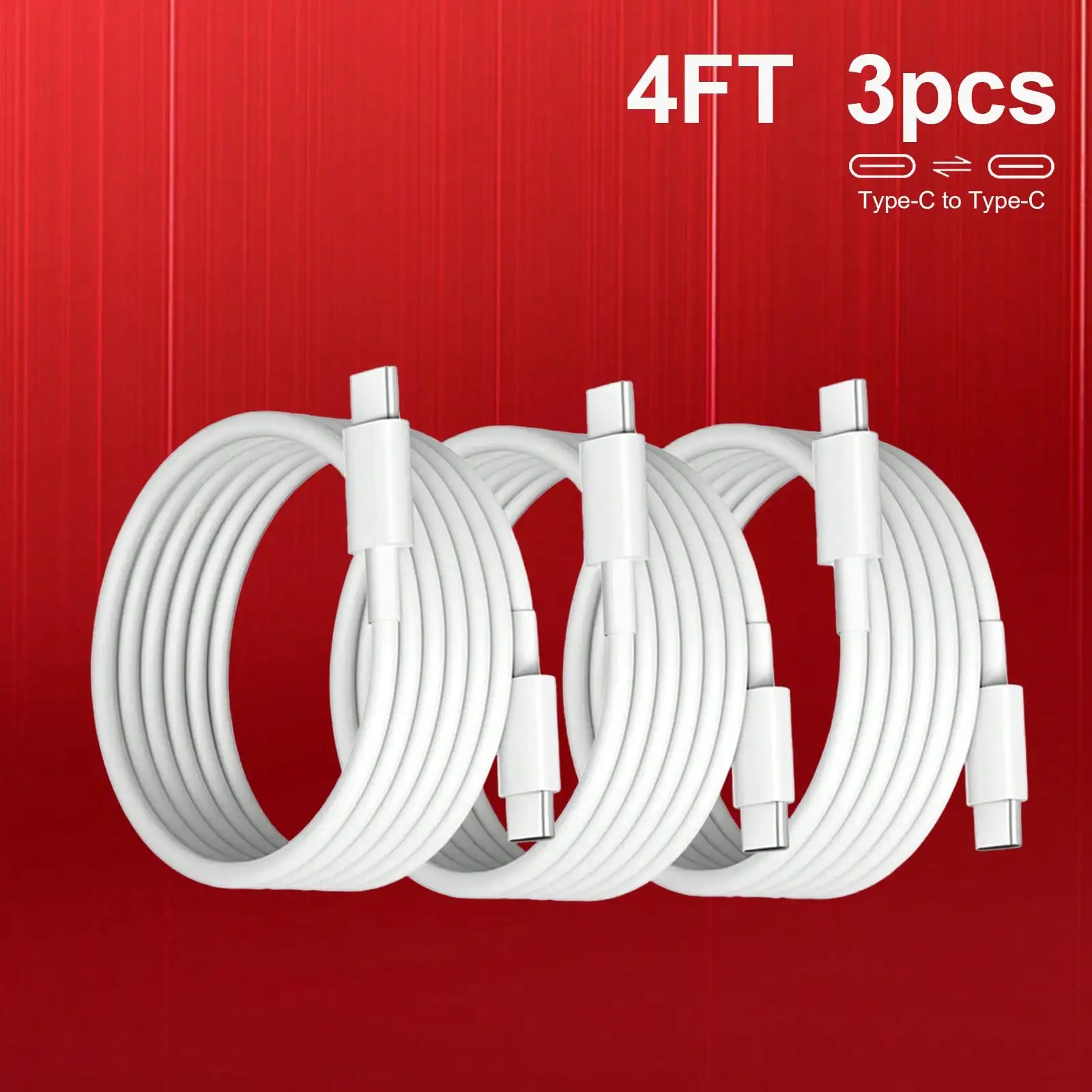 3-Pack 4FT Type-C To Type-C Fast Charging Cables: Compatible With 15/16 Pro/Pro Max/Plus & IPad Air5/Air
3-Pack 4FT Type-C To Type-C Fast Charging Cables: Compatible With 15/16 Pro/Pro Max/Plus & IPad Air5/Air