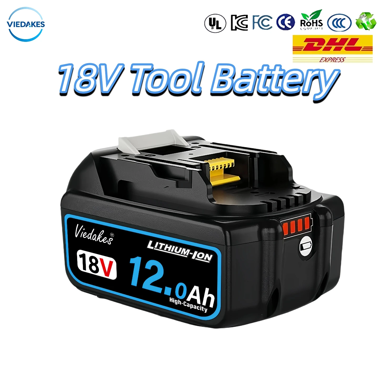 Viedakes Original 6Ah Rechargeable Battery for Makita 18V Battery Compatible with BL1815 BL1830 BL1840 BL1850 BL1860 배터리
Viedakes Original 6Ah Rechargeable Battery for Makita 18V Battery Compatible with BL1815 BL1830 BL1840 BL1850 BL1860 배터리