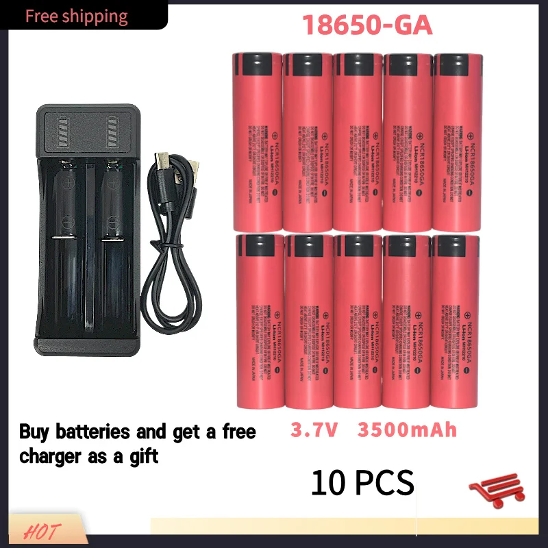 Free shipping18650 battery 100% original NCR18650GA high discharge 3.7V 3500mAh rechargeable battery flashlight flat top
Free shipping18650 battery 100% original NCR18650GA high discharge 3.7V 3500mAh rechargeable battery flashlight flat top
