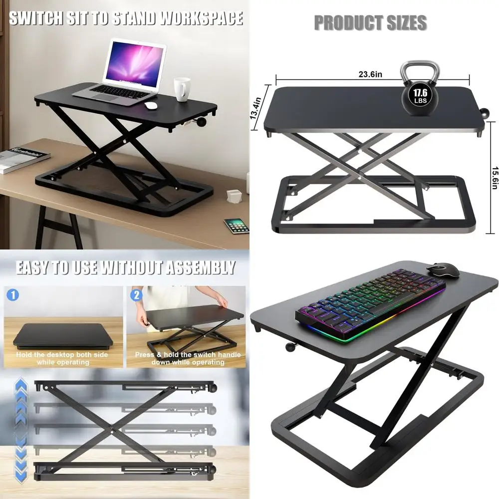Height-Adjustable Desk Converter for Standing and Sitting, Ergonomic Workstation with 6 Levels, Keyboard & Mouse Platform
Height-Adjustable Desk Converter for Standing and Sitting, Ergonomic Workstation with 6 Levels, Keyboard & Mouse Platform