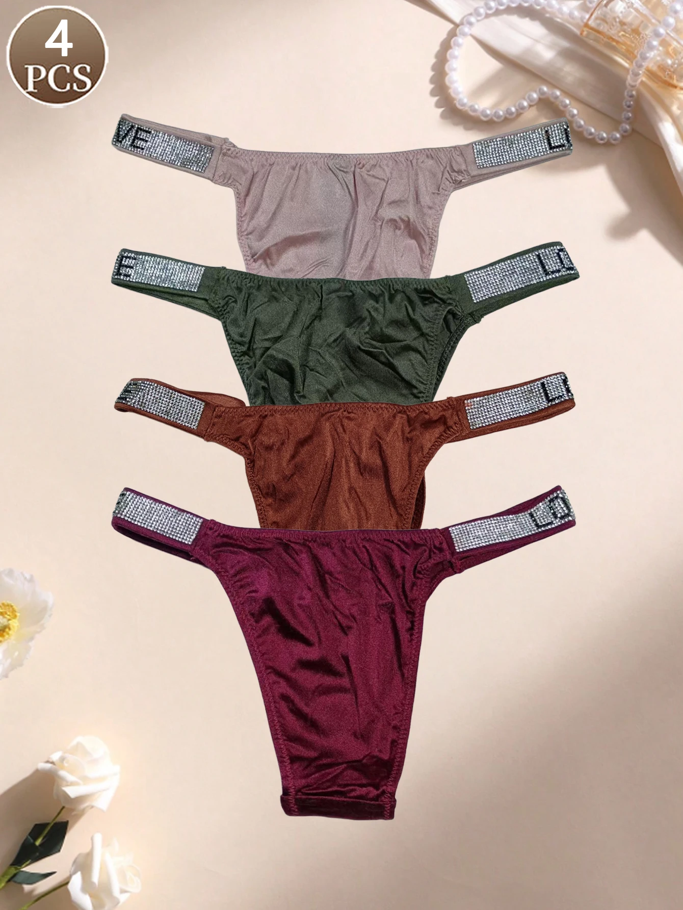 Женские стринги с низкой талией и стразами, 4 шт., мягкие и удобные, в спортивном стиле
Женские стринги с низкой талией и стразами, 4 шт., мягкие и удобные, в спортивном стиле