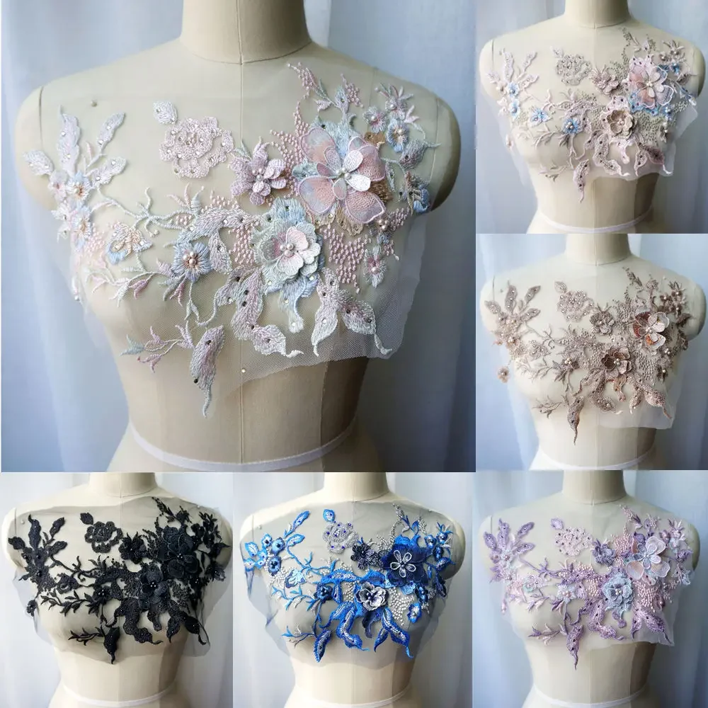 Black Blue Gold 3D Flower Lace Fabric Beads Rhinestone Embroidered Gown Appliques Collar Sew Patch For Wedding Decor Dress DIY
Black Blue Gold 3D Flower Lace Fabric Beads Rhinestone Embroidered Gown Appliques Collar Sew Patch For Wedding Decor Dress DIY