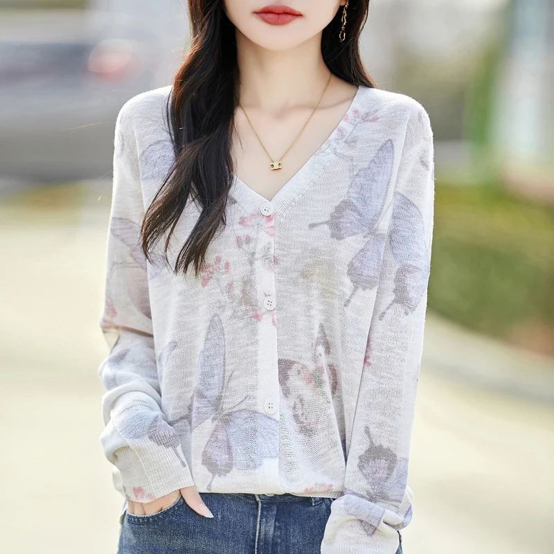 Women Long Sleeved Cardigan Summer Fashion Breathable Micro Transparent Pullover Alphabet Pattern Single Breasted Beautiful Girl
Women Long Sleeved Cardigan Summer Fashion Breathable Micro Transparent Pullover Alphabet Pattern Single Breasted Beautiful Girl