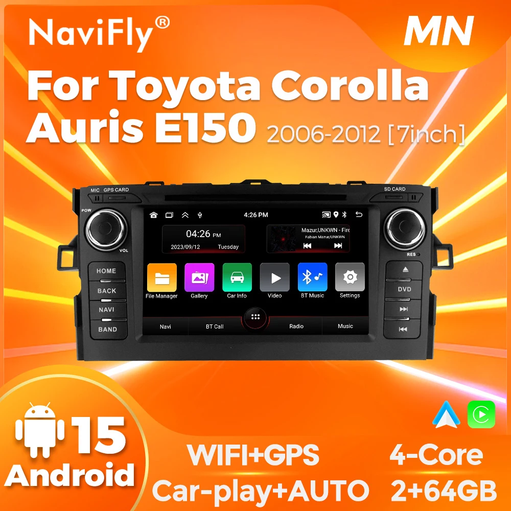 Navifly Android 15 Wireless Carplay Auto Car Radio For Toyota Corolla Auris E150 2006-2012 Multimedia GPS Navi RDS FM NO DVD
Navifly Android 15 Wireless Carplay Auto Car Radio For Toyota Corolla Auris E150 2006-2012 Multimedia GPS Navi RDS FM NO DVD