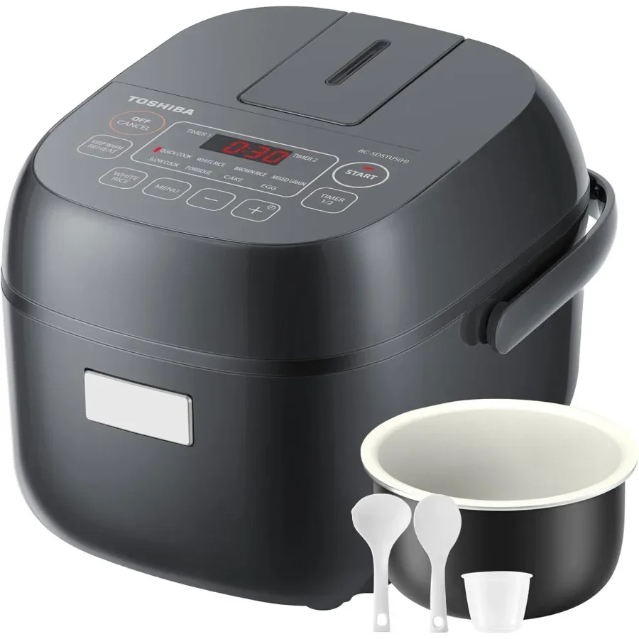 Small 3-Cup Uncooked Rice Cooker with LCD Display and 8 Cooking Functions: Non-Stick Inner Pot Grey
Small 3-Cup Uncooked Rice Cooker with LCD Display and 8 Cooking Functions: Non-Stick Inner Pot Grey