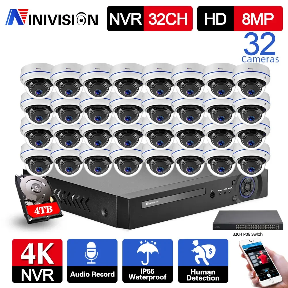 H.265+ CCTV 32CH 4K 8MP NVR kit 8MP 5MP AI Audio Record Indoor Outdoor Security Camera system Video Surveillance Kit 4TB
H.265+ CCTV 32CH 4K 8MP NVR kit 8MP 5MP AI Audio Record Indoor Outdoor Security Camera system Video Surveillance Kit 4TB