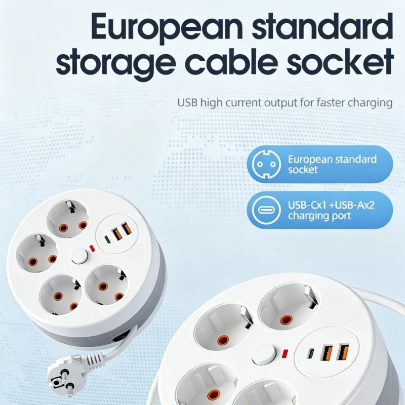 220V Power Strips with 4 Outlets and 3 USB Port Including Type C 280Cm Retractable Cable Suitable for Home Office Travel H8WD
220V Power Strips with 4 Outlets and 3 USB Port Including Type C 280Cm Retractable Cable Suitable for Home Office Travel H8WD