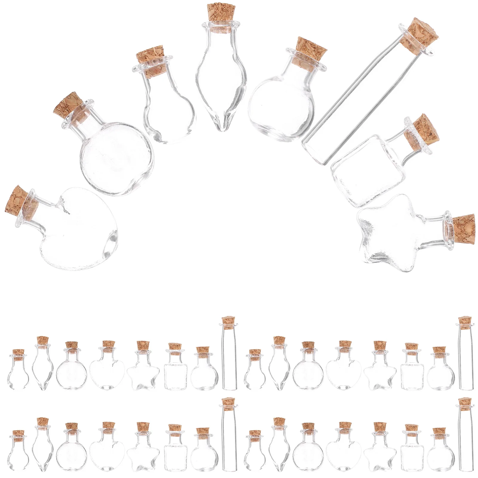 48 Pcs Miniature Glass Bottles and Jars Hanging Decorations Sample with Cork Cover
48 Pcs Miniature Glass Bottles and Jars Hanging Decorations Sample with Cork Cover