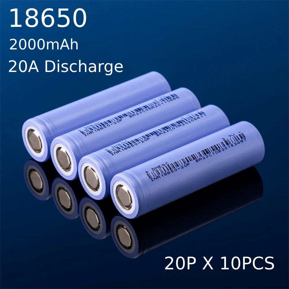 10PCS New 18650 2000mAh Rechargeable Lithium Battery 3.7V 20A Discharge INR18650-20P Li-ion Batteries For Electric Drill Tool
10PCS New 18650 2000mAh Rechargeable Lithium Battery 3.7V 20A Discharge INR18650-20P Li-ion Batteries For Electric Drill Tool