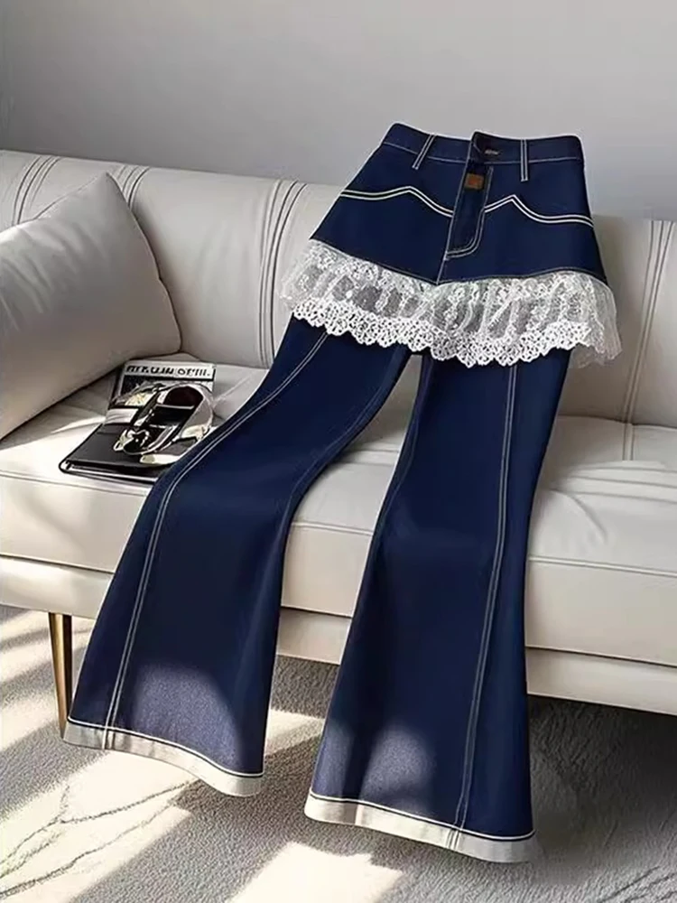 2025 Spring New Style Splicing Lace and Lace Jeans for Women American Style Retro Design Spicy Girl Wide Leg Pants
2025 Spring New Style Splicing Lace and Lace Jeans for Women American Style Retro Design Spicy Girl Wide Leg Pants