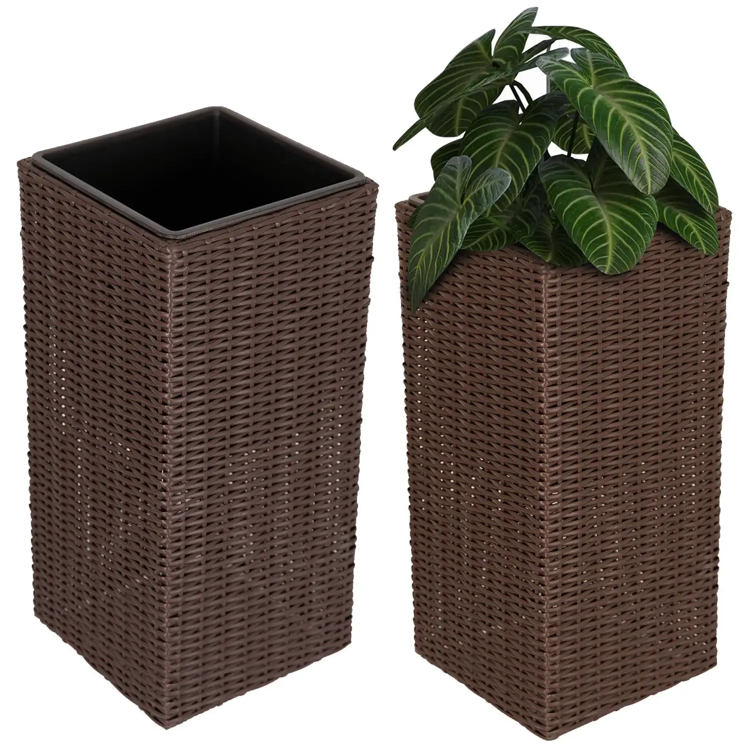 Set of 2 Large 24-Inch Outdoor Planters, Brown Tall Plastic Flower Pots with Drainage Holes, Modern Tapered Garden Planter for P
Set of 2 Large 24-Inch Outdoor Planters, Brown Tall Plastic Flower Pots with Drainage Holes, Modern Tapered Garden Planter for P