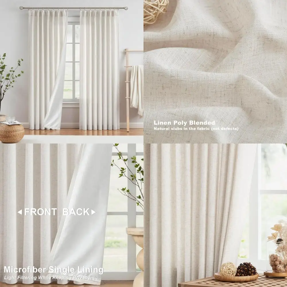 Linen Blended Pinch Pleat Curtains with Microfiber Liner, 95 Length, for Privacy and Light Filtering, 2 Panels 40 Wide
Linen Blended Pinch Pleat Curtains with Microfiber Liner, 95 Length, for Privacy and Light Filtering, 2 Panels 40 Wide