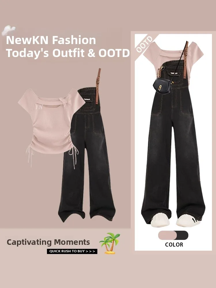 Sweet One-Shoulder Knitted Drawstring Slimming Short Top with Overalls Two-Piece Set Polyester Fiber Short Sleeve
Sweet One-Shoulder Knitted Drawstring Slimming Short Top with Overalls Two-Piece Set Polyester Fiber Short Sleeve