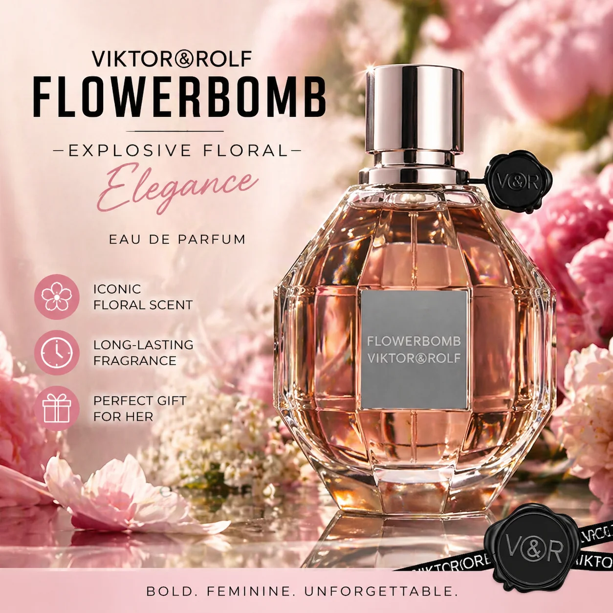 Viktor & Rolf Flowerbomb 50ml Eau de Parfum | Floral Oriental, Sweet & Warm, Long-Lasting Signature Scent
Viktor & Rolf Flowerbomb 50ml Eau de Parfum | Floral Oriental, Sweet & Warm, Long-Lasting Signature Scent