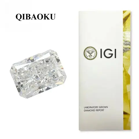 QIBAOKU 1ct 1.5ct 2ct 2.5ct 3ct 5ct Radiant Cut Lab Grown Diamonds Lab Created Diamond Wholesale IGI Certificat 2026