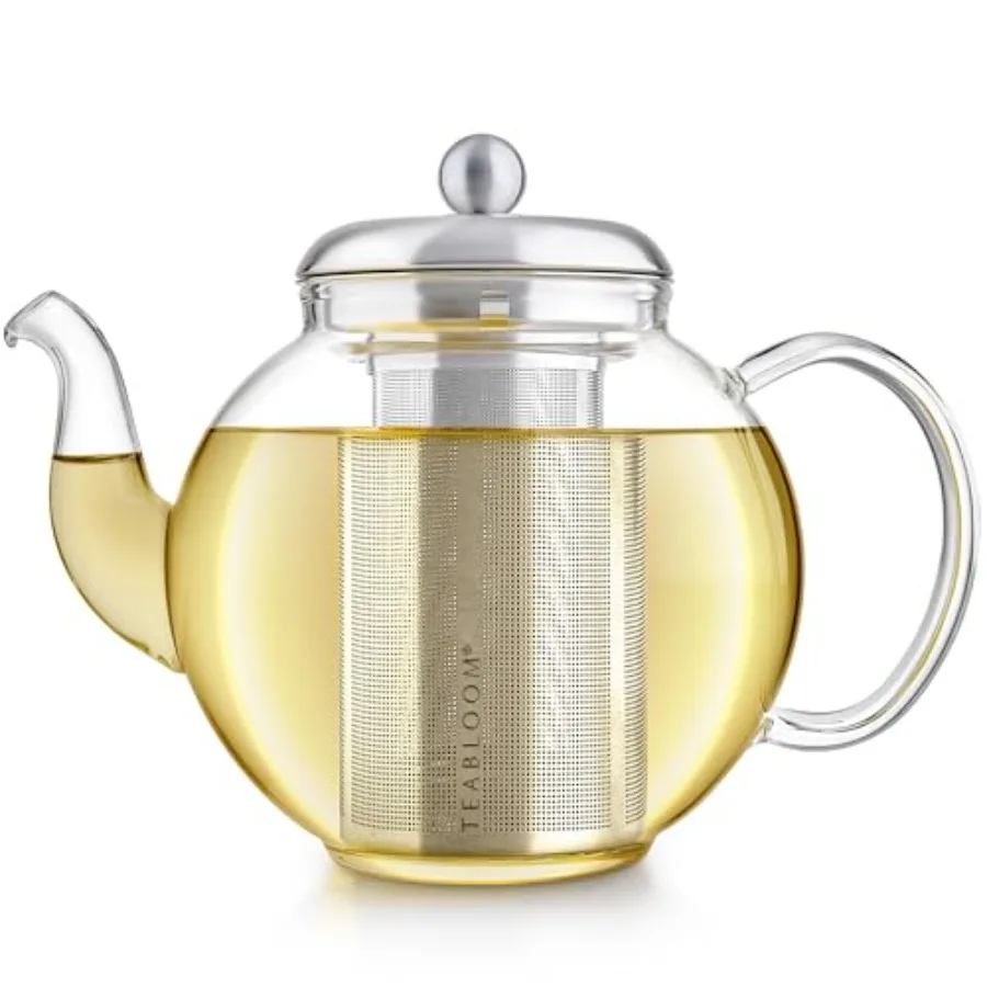 Heritage Borosilicate Glass Teapot 40 oz Classic Round Design with Stainless Steel Infuser Stovetop Safe, Drip-Free Spout, Dura
Heritage Borosilicate Glass Teapot 40 oz Classic Round Design with Stainless Steel Infuser Stovetop Safe, Drip-Free Spout, Dura