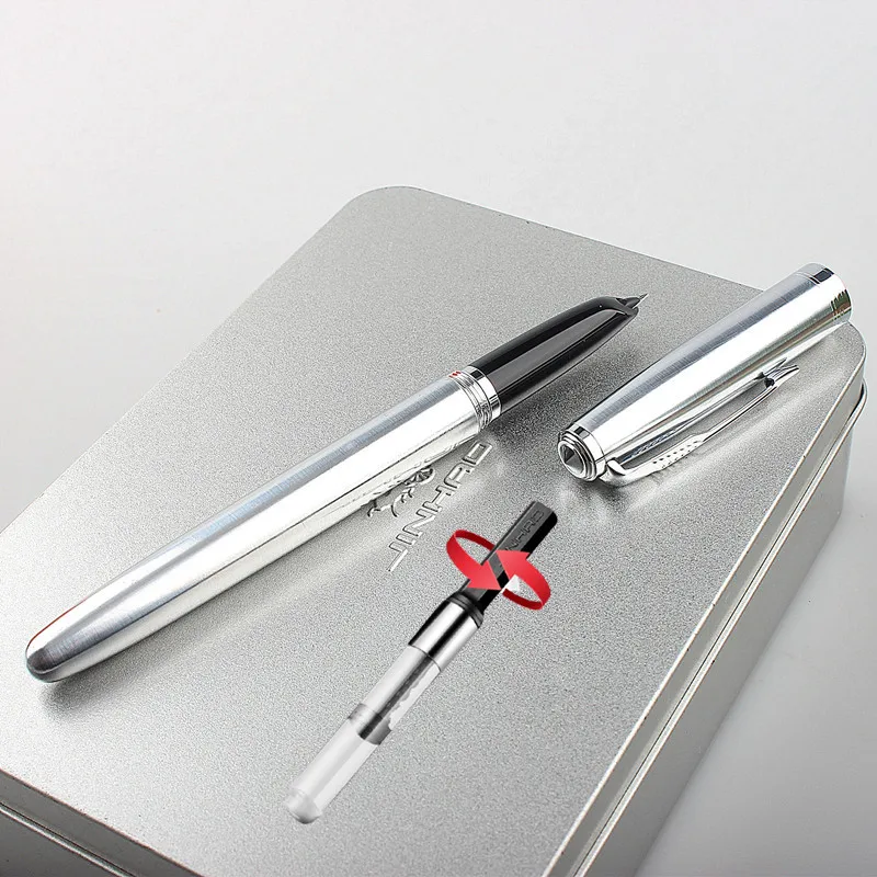Jinhao Metal stainless steel silver Fountain Pen Extra Fine/Small Bent 0.8mm/0.38mm nib Ink Pen Fountain-Pen School Office Gift
Jinhao Metal stainless steel silver Fountain Pen Extra Fine/Small Bent 0.8mm/0.38mm nib Ink Pen Fountain-Pen School Office Gift