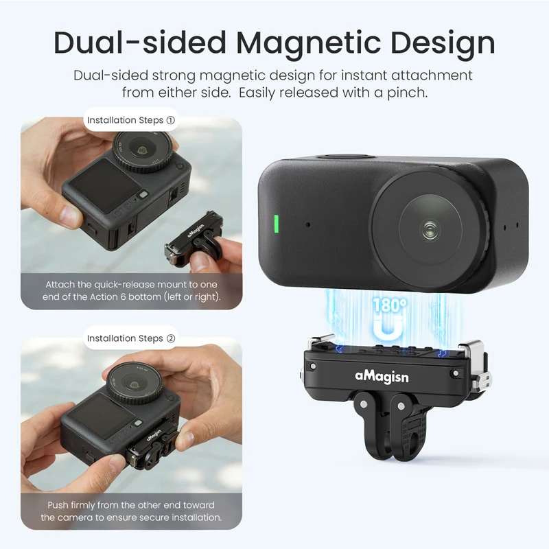 Металлический магнитный быстросъемный кронштейн для камеры DJI Osmo Action 6/Nano, адаптер с двумя захватами, складная удлинительная база, аксессуар
Металлический магнитный быстросъемный кронштейн для камеры DJI Osmo Action 6/Nano, адаптер с двумя захватами, складная удлинительная база, аксессуар