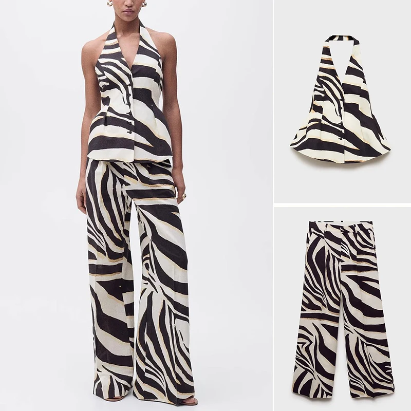 Новый летний жилет трапециевидной формы с V-Ne Hanging Ne Zebra Pattern Holiday Sle, длинные брюки, модный комплект из двух предметов ort Sve
Новый летний жилет трапециевидной формы с V-Ne Hanging Ne Zebra Pattern Holiday Sle, длинные брюки, модный комплект из двух предметов ort Sve