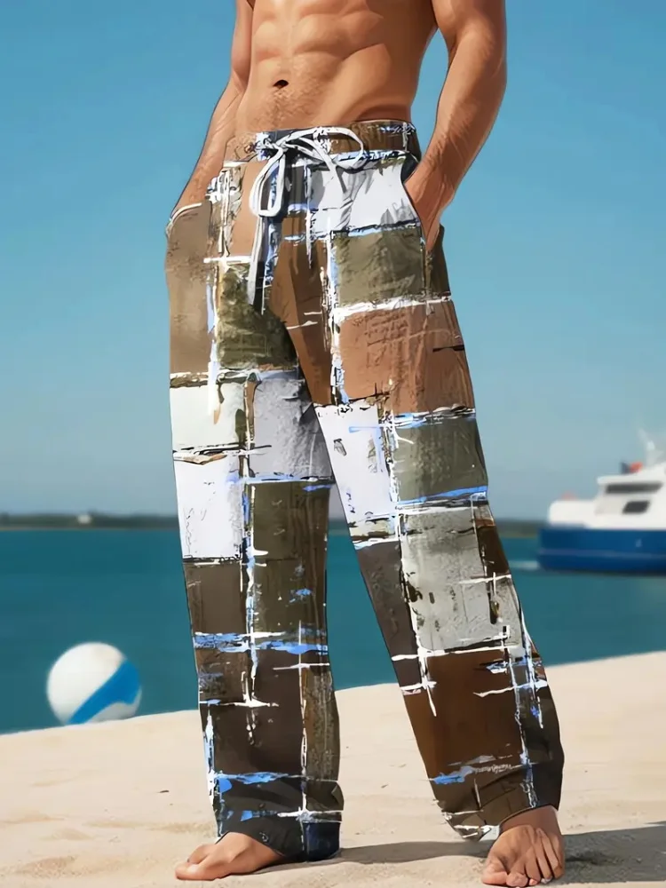 Summer Beach Casual Men's Straight Leg Pants Simple Striped Printed Men's Casual Pants Trendy And Fashionable Men's Pants
Summer Beach Casual Men's Straight Leg Pants Simple Striped Printed Men's Casual Pants Trendy And Fashionable Men's Pants