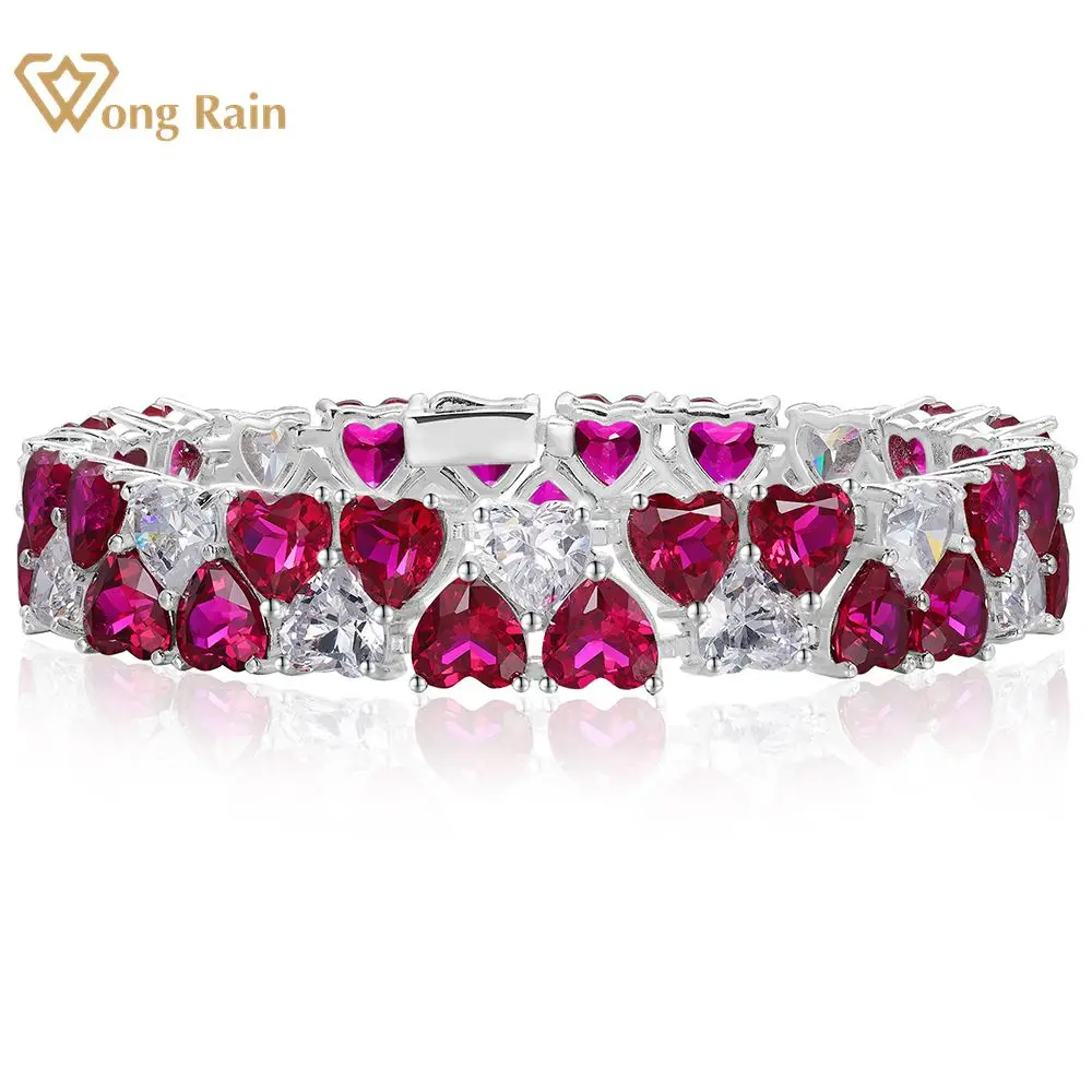 Wong Rain 925 Sterling Silver Heart Cut Ruby Gemstone Luxury Fine Bracelet for Women Wedding Gifts Vintage Jewelry Free Shipping
Wong Rain 925 Sterling Silver Heart Cut Ruby Gemstone Luxury Fine Bracelet for Women Wedding Gifts Vintage Jewelry Free Shipping