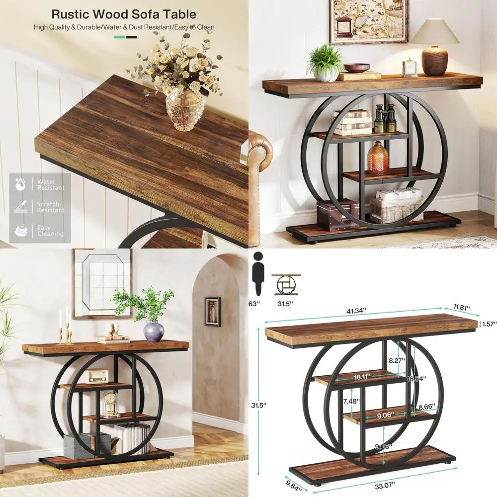 Тумба для прихожей в индустриальном стиле с 4 ярусами и круглым основанием, деревянный столик в деревенском стиле для хранения и гостиной
Тумба для прихожей в индустриальном стиле с 4 ярусами и круглым основанием, деревянный столик в деревенском стиле для хранения и гостиной