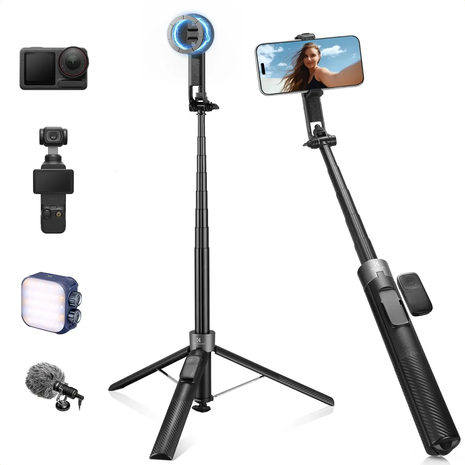 Compact Bendy Tripod, Hidden Smartphone Holder & Cold Shoe, Universal for Travel & Photography
Compact Bendy Tripod, Hidden Smartphone Holder & Cold Shoe, Universal for Travel & Photography