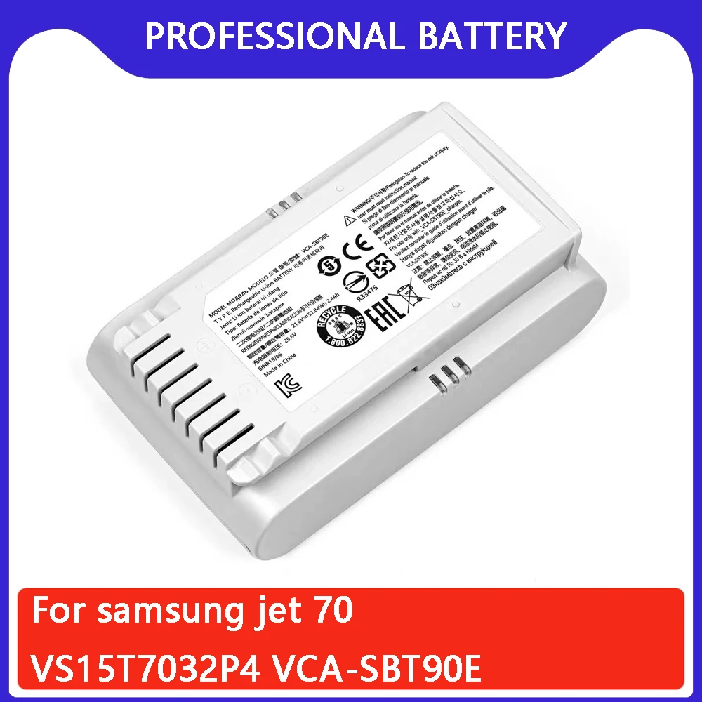 For Samsung vacuum cleaner battery 21.6V jet70 VS15T7032P4 VCA-SBT90E 5000mAh Long endurance capability Batteries
For Samsung vacuum cleaner battery 21.6V jet70 VS15T7032P4 VCA-SBT90E 5000mAh Long endurance capability Batteries