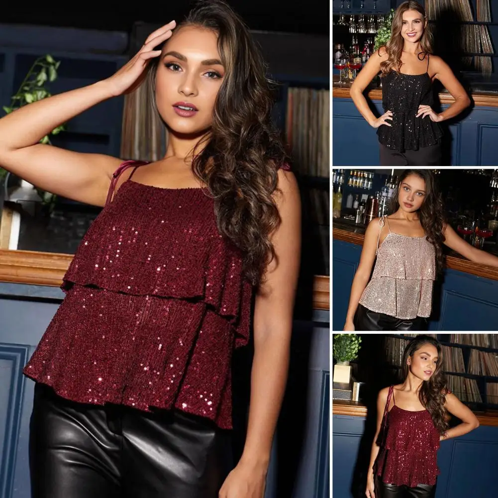 Sequin Sling Vest Shiny Sequins Double Layer Sling Vest for Women Glitter Details Regular Fit Summer Top Sexy Wear Camisole
Sequin Sling Vest Shiny Sequins Double Layer Sling Vest for Women Glitter Details Regular Fit Summer Top Sexy Wear Camisole