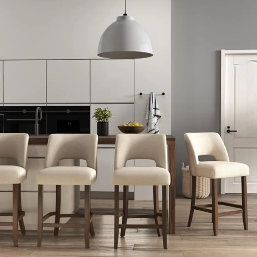 Bar Stools, 26" Upholstered Counter Height Bar Stools, Modern Counter Stools with Wood Legs for Kitchen Island Dining Room Bar
Bar Stools, 26" Upholstered Counter Height Bar Stools, Modern Counter Stools with Wood Legs for Kitchen Island Dining Room Bar