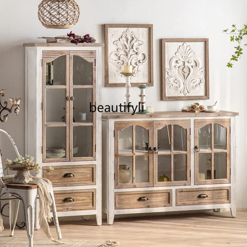 LBX French Retro Sideboard Cabinet Solid Wood Distressed Cabinet Locker Living Room Wall Low Cabinet Glass Door
LBX French Retro Sideboard Cabinet Solid Wood Distressed Cabinet Locker Living Room Wall Low Cabinet Glass Door